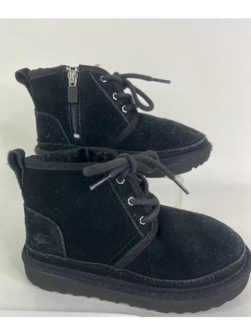 UGG Neumel II Unisex Kids US 12 Chukka Suede Black Lace-Up Zip Boy Girl Child
